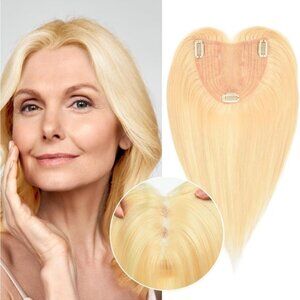 Hair Topper Real Human Hair 3.9x5.1inch Swiss Base 150%Density #613